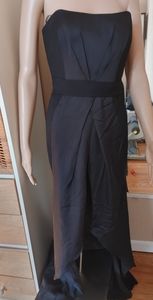 Vera Wang gown silky crepe high low flowy black strapless gown NWT size 4